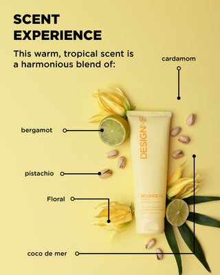 Scent cues for BOUNCE.ME Curl Balm with tropical and floral notes
