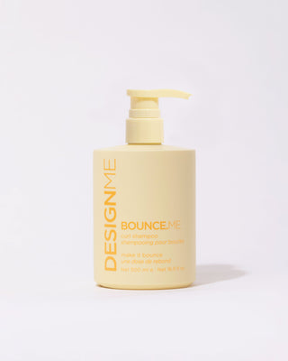 Front view of BOUNCE.ME Curl Shampoo half-litre bottle with pump for easy use.