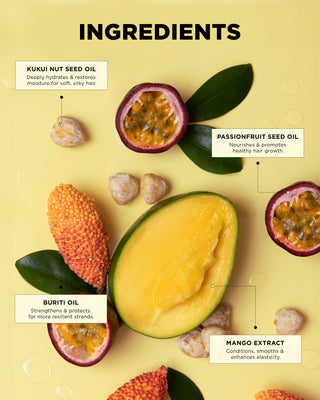 Key ingredients of BOUNCE.ME line: Buriti oil, mango extract, kukui nut seed oil, passionfruit seed oil with strengthening and moisturizing benefits.