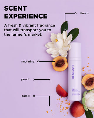 Scent cues for FAB.ME Leave-In Treatment with floral and fruity notes