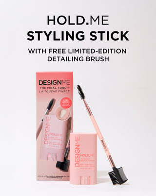 DesignMe styling stick with packaging and detailing brush on a white background