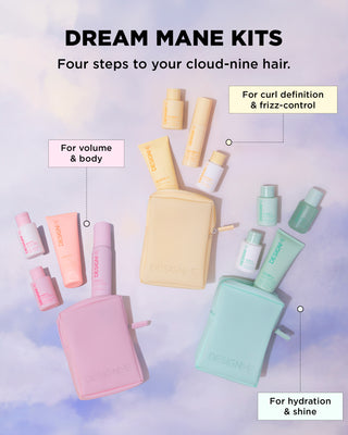 Image showcasing the variety of Holiday Hair Sets available for volume, curls and hydration.