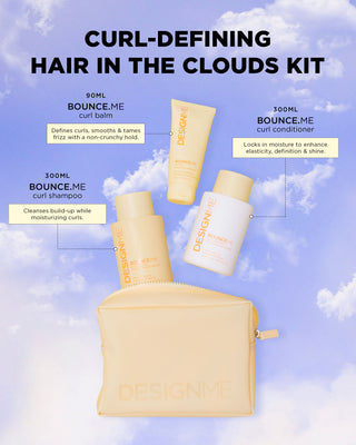 Curl-defining hair set includes BOUNCE.ME curl shampoo that cleanses build up while moisturizing curls. BOUNCE.ME curl conditioner locks in moisture to enhance elasticity, definition and shine. BOUNCE.ME curl balm defines curls, smooths & tames frizz with a non-crunchy hold. 