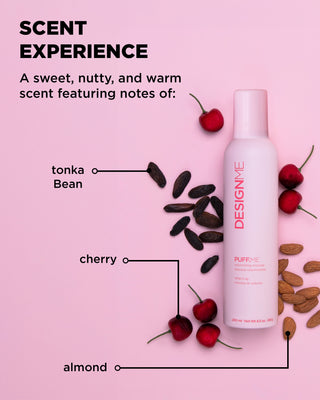 Scent cues for PUFF.ME Volumizing Mousse with floral and fruity notes