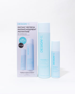 QUICKIE.ME dry shampoo duo for dark tones includes full size 96ML and travel size 339ML in one box.