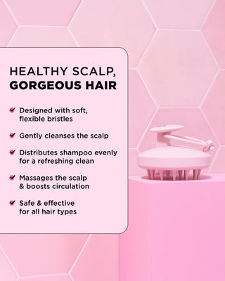 DESGINME scalp brush with soft bristles for healthy scalp care.